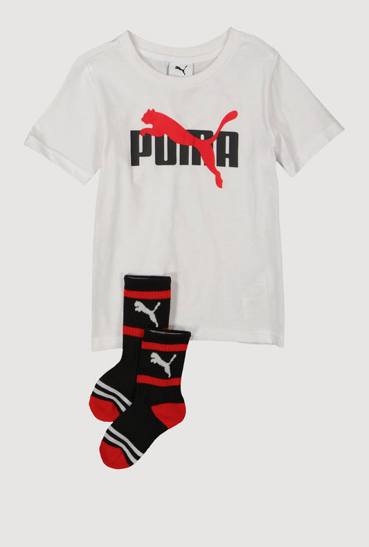 Little Boys Puma Logo Tee with Socks